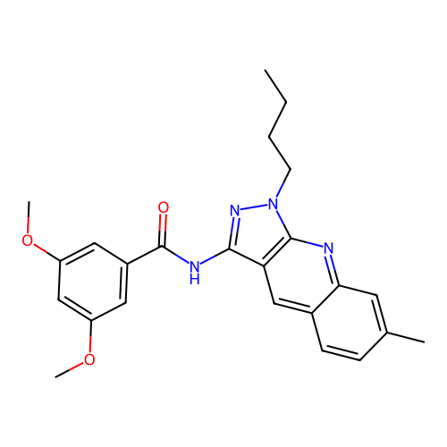 N-(1-butyl-7-methylpyrazolo[3,4-b]quinolin-3-yl)-3,5-dimethoxybenzamide structure