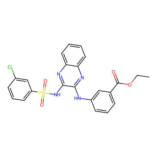 Ethyl 3-[(3-{[(3-chlorophenyl)sulfonyl]amino}quinoxalin-2-yl)amino]benzoate structure