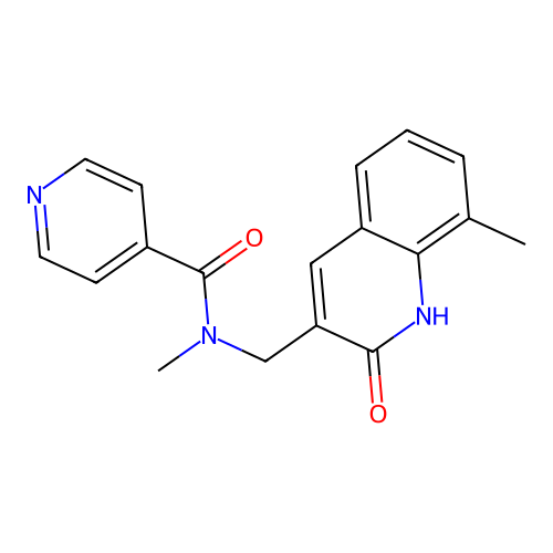 N-methyl-N-[(8-methyl-2-oxo-1H-quinolin-3-yl)methyl]pyridine-4-carboxamide structure