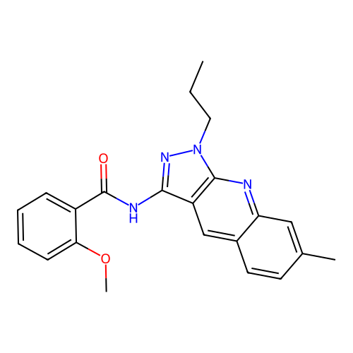 2-methoxy-N-(7-methyl-1-propylpyrazolo[3,4-b]quinolin-3-yl)benzamide structure