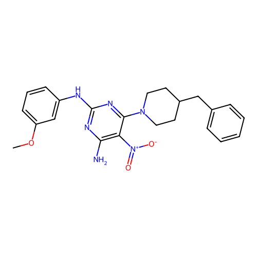 {4-Amino-5-nitro-6-[4-benzylpiperidyl]pyrimidin-2-yl}(3-methoxyphenyl)amine structure