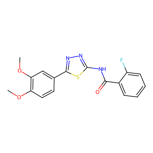 N-(5-(3,4-dimethoxyphenyl)-1,3,4-thiadiazol-2-yl)-2-fluorobenzamide structure
