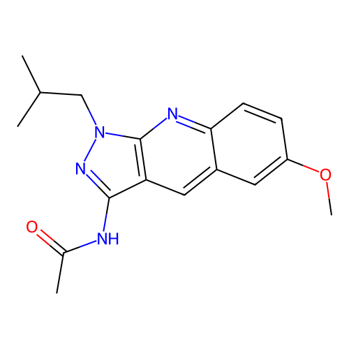 N-(1-isobutyl-6-methoxy-1H-pyrazolo[3,4-b]quinolin-3-yl)acetamide structure