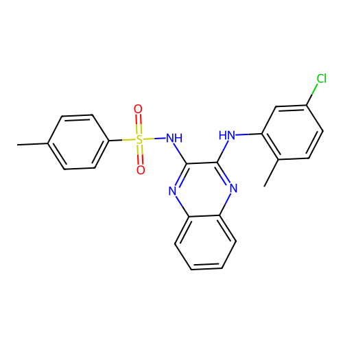 N-(3-((5-chloro-2-methylphenyl)amino)quinoxalin-2-yl)-4-methylbenzenesulfonamide structure
