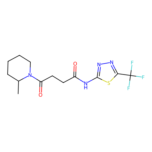 4-(2-methylpiperidin-1-yl)-4-oxo-N-[5-(trifluoromethyl)-1,3,4-thiadiazol-2-yl]butanamide structure