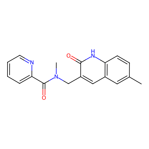 N-methyl-N-[(6-methyl-2-oxo-1H-quinolin-3-yl)methyl]pyridine-2-carboxamide structure