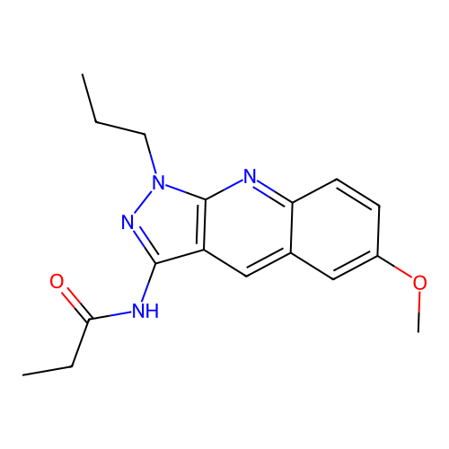 N-(6-methoxy-1-propylpyrazolo[3,4-b]quinolin-3-yl)propanamide structure