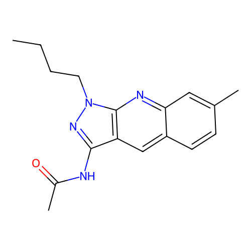 N-(1-butyl-7-methylpyrazolo[3,4-b]quinolin-3-yl)acetamide structure