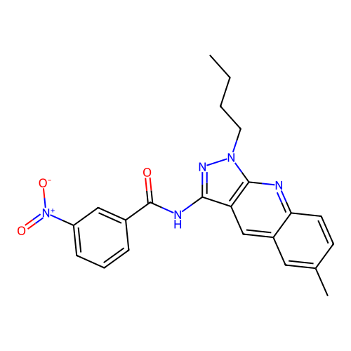 N-(1-butyl-6-methylpyrazolo[3,4-b]quinolin-3-yl)-3-nitrobenzamide structure