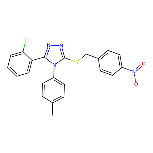 3-(2-chlorophenyl)-4-(4-methylphenyl)-5-[(4-nitrophenyl)methylsulfanyl]-1,2,4-triazole structure
