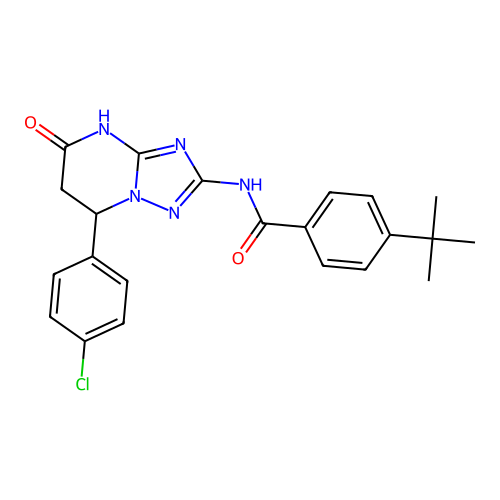 4-(tert-butyl)-N-(7-(4-chlorophenyl)-5-oxo-4,5,6,7-tetrahydro-[1,2,4]triazolo[1,5-a]pyrimidin-2-yl)benzamide structure