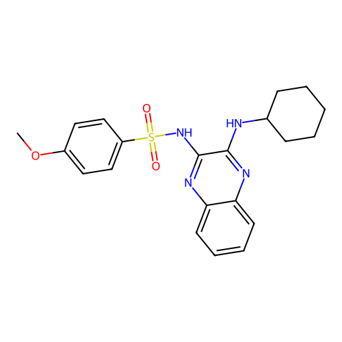N-(3-(cyclohexylamino)quinoxalin-2-yl)-4-methoxybenzenesulfonamide structure