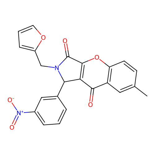 2-(furan-2-ylmethyl)-7-methyl-1-(3-nitrophenyl)-1,2-dihydrochromeno[2,3-c]pyrrole-3,9-dione structure