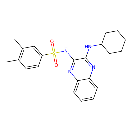 N-[3-(cyclohexylamino)quinoxalin-2-yl]-3,4-dimethylbenzenesulfonamide structure