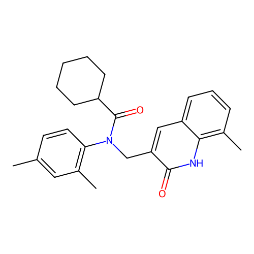 N-(2,4-dimethylphenyl)-N-((2-hydroxy-8-methylquinolin-3-yl)methyl)cyclohexanecarboxamide structure