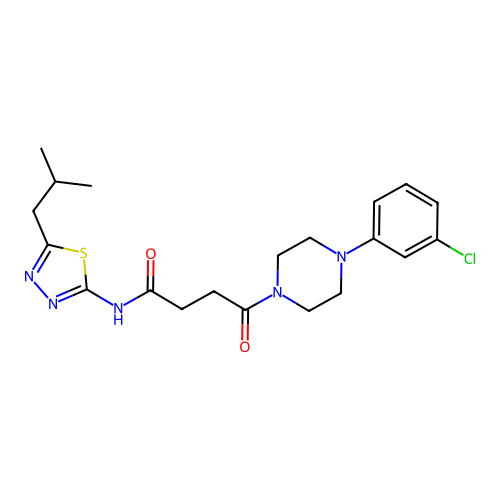 4-(4-(3-chlorophenyl)piperazin-1-yl)-N-(5-isobutyl-1,3,4-thiadiazol-2-yl)-4-oxobutanamide structure