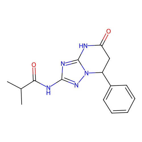 N-(5-oxo-7-phenyl-4,5,6,7-tetrahydro-[1,2,4]triazolo[1,5-a]pyrimidin-2-yl)isobutyramide structure