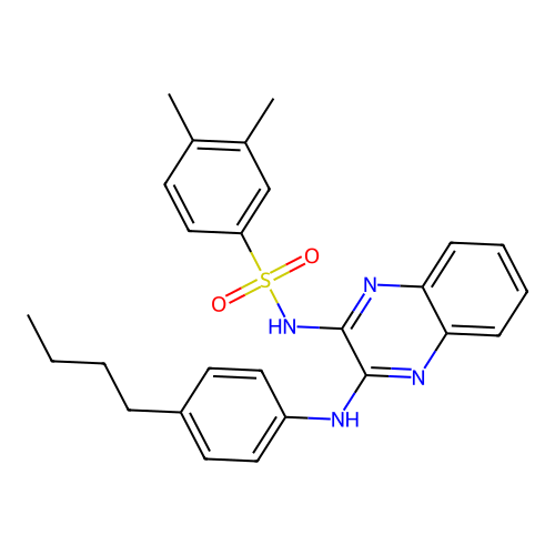 N-(3-((4-butylphenyl)amino)quinoxalin-2-yl)-3,4-dimethylbenzenesulfonamide structure