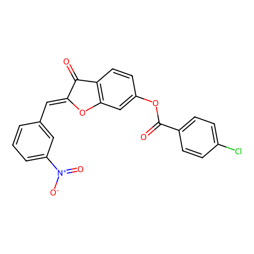 2-[(3-Nitrophenyl)methylene]-3-oxobenzo[3,4-b]furan-6-yl 4-chlorobenzoate structure