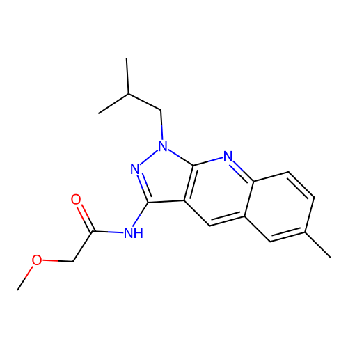 2-methoxy-N-[6-methyl-1-(2-methylpropyl)pyrazolo[3,4-b]quinolin-3-yl]acetamide structure