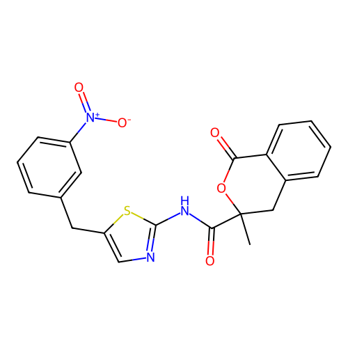 3-methyl-N-(5-(3-nitrobenzyl)thiazol-2-yl)-1-oxoisochroman-3-carboxamide structure