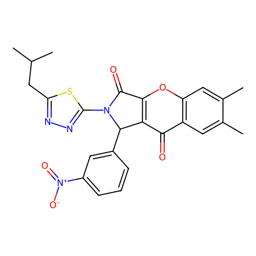 2-(5-isobutyl-1,3,4-thiadiazol-2-yl)-6,7-dimethyl-1-(3-nitrophenyl)-1,2-dihydrochromeno[2,3-c]pyrrole-3,9-dione structure