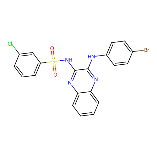 N-(3-((4-bromophenyl)amino)quinoxalin-2-yl)-3-chlorobenzenesulfonamide structure