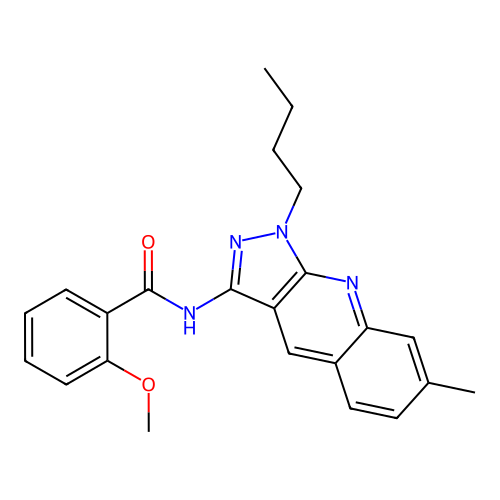 N-(1-butyl-7-methylpyrazolo[3,4-b]quinolin-3-yl)-2-methoxybenzamide structure