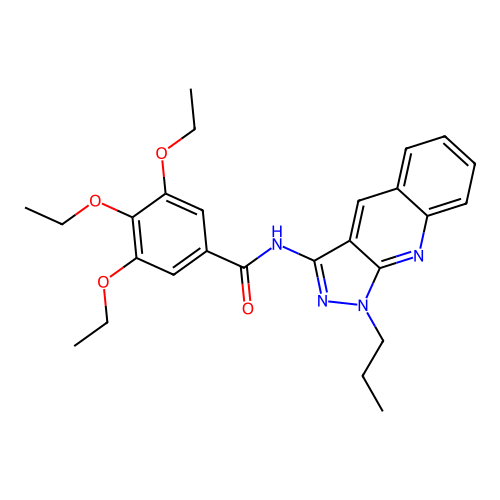 3,4,5-triethoxy-N-(1-propylpyrazolo[3,4-b]quinolin-3-yl)benzamide structure