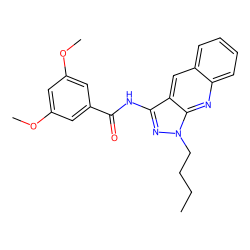 N-(1-butylpyrazolo[3,4-b]quinolin-3-yl)-3,5-dimethoxybenzamide structure