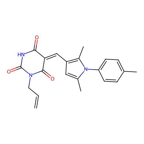 (5Z)-5-[[2,5-dimethyl-1-(4-methylphenyl)pyrrol-3-yl]methylidene]-1-prop-2-enyl-1,3-diazinane-2,4,6-trione structure