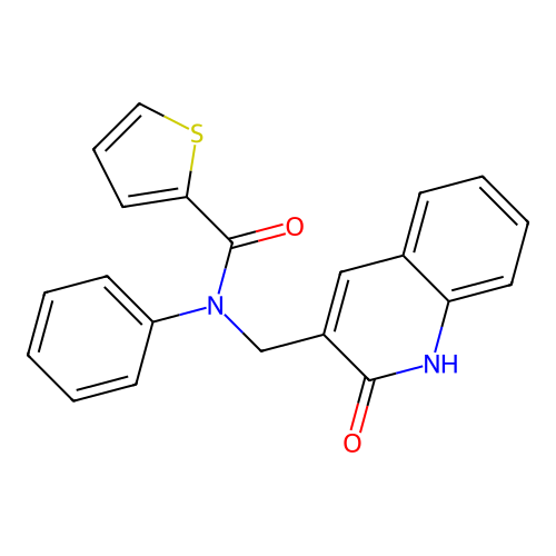 N-[(2-oxo-1H-quinolin-3-yl)methyl]-N-phenylthiophene-2-carboxamide structure