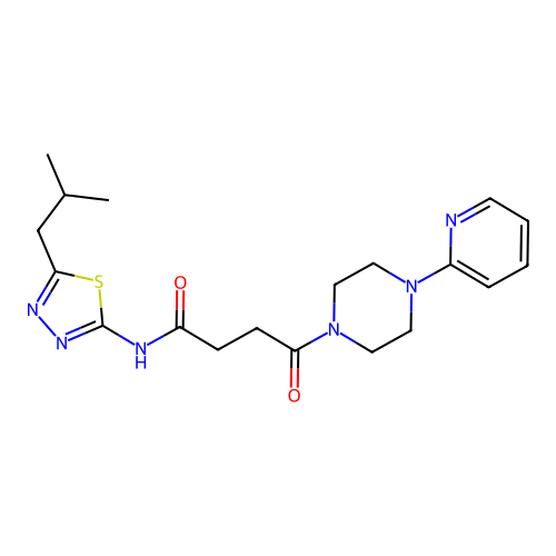 N-(5-Isobutyl-[1,3,4]thiadiazol-2-yl)-4-oxo-4-(4-pyridin-2-yl-piperazin-1-yl)-butyramide structure