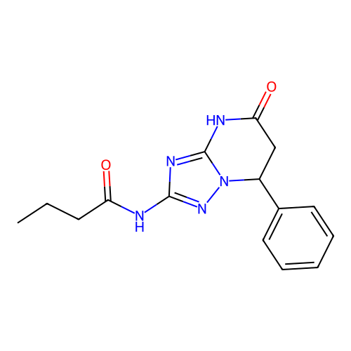 N-(5-oxo-7-phenyl-3,5,6,7-tetrahydro[1,2,4]triazolo[1,5-a]pyrimidin-2-yl)butanamide structure