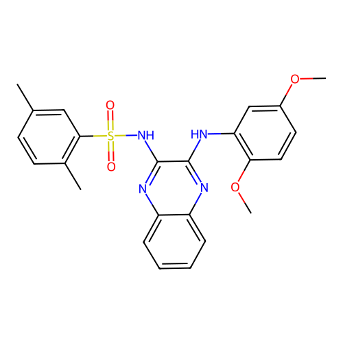 N-[3-(2,5-dimethoxyanilino)quinoxalin-2-yl]-2,5-dimethylbenzenesulfonamide structure