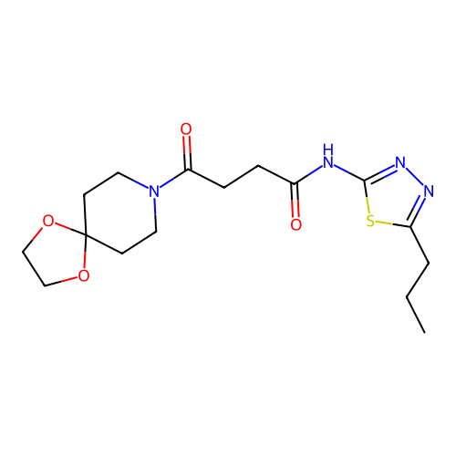 4-(1,4-Dioxa-8-aza-spiro[4.5]dec-8-yl)-4-oxo-N-(5-propyl-[1,3,4]thiadiazol-2-yl)-butyramide structure