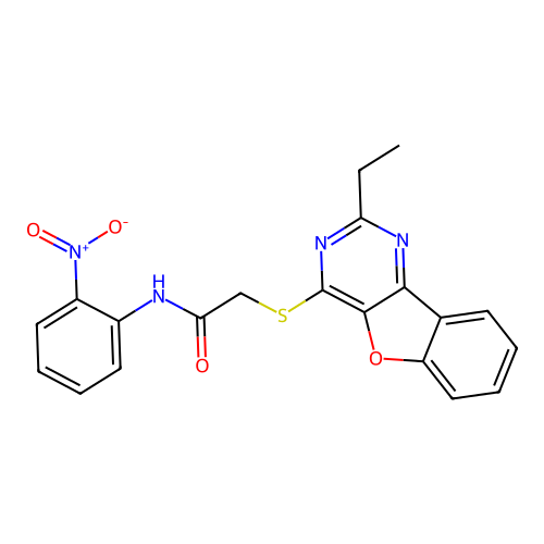 2-((2-ethylbenzofuro[3,2-d]pyrimidin-4-yl)thio)-N-(2-nitrophenyl)acetamide structure