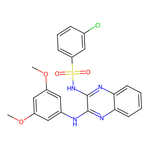 3-chloro-N-{3-[(3,5-dimethoxyphenyl)amino]quinoxalin-2-yl}benzenesulfonamide structure