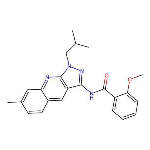2-methoxy-N-[7-methyl-1-(2-methylpropyl)pyrazolo[3,4-b]quinolin-3-yl]benzamide structure