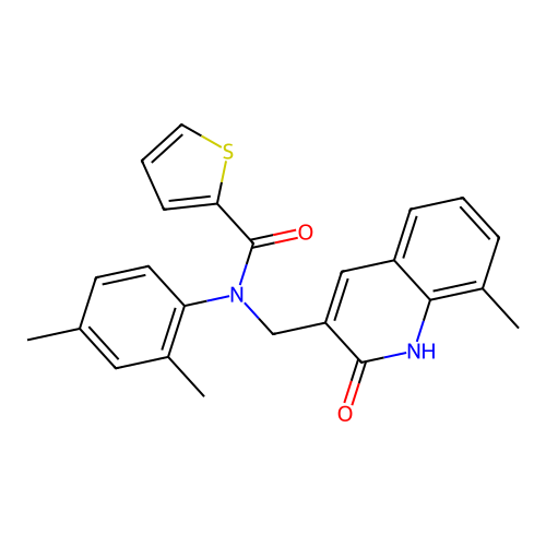 N-(2,4-dimethylphenyl)-N-((2-hydroxy-8-methylquinolin-3-yl)methyl)thiophene-2-carboxamide structure