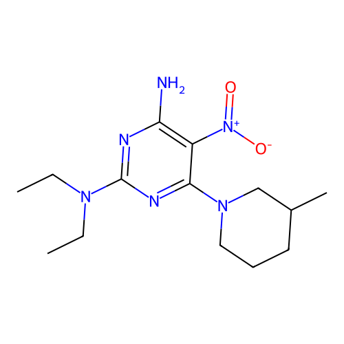 N~2~,N~2~-diethyl-6-(3-methylpiperidin-1-yl)-5-nitropyrimidine-2,4-diamine structure