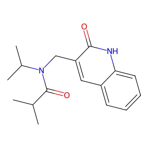 2-methyl-N-[(2-oxo-1,2-dihydroquinolin-3-yl)methyl]-N-(propan-2-yl)propanamide structure