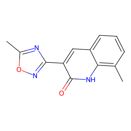 8-methyl-3-(5-methyl-1,2,4-oxadiazol-3-yl)quinolin-2(1H)-one structure