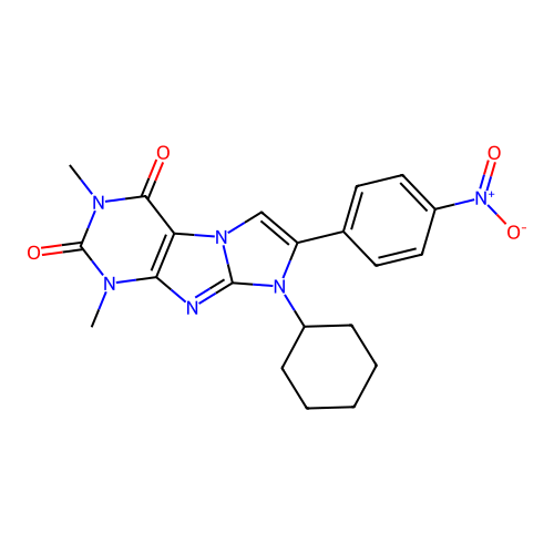 8-cyclohexyl-1,3-dimethyl-7-(4-nitrophenyl)-1H-imidazo[2,1-f]purine-2,4(3H,8H)-dione structure