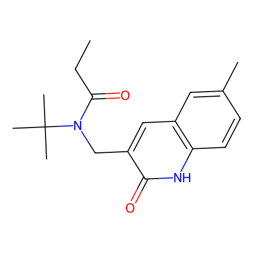 N-tert-butyl-N-[(6-methyl-2-oxo-1H-quinolin-3-yl)methyl]propanamide structure