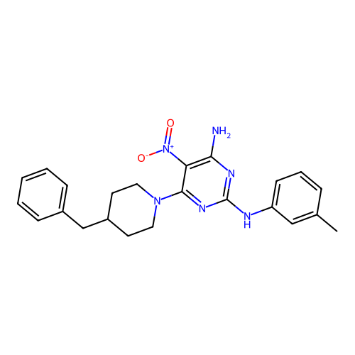 {4-Amino-5-nitro-6-[4-benzylpiperidyl]pyrimidin-2-yl}(3-methylphenyl)amine structure