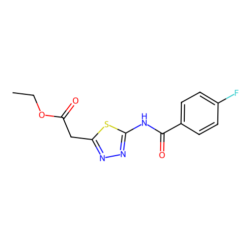 ethyl 2-(5-(4-fluorobenzamido)-1,3,4-thiadiazol-2-yl)acetate structure