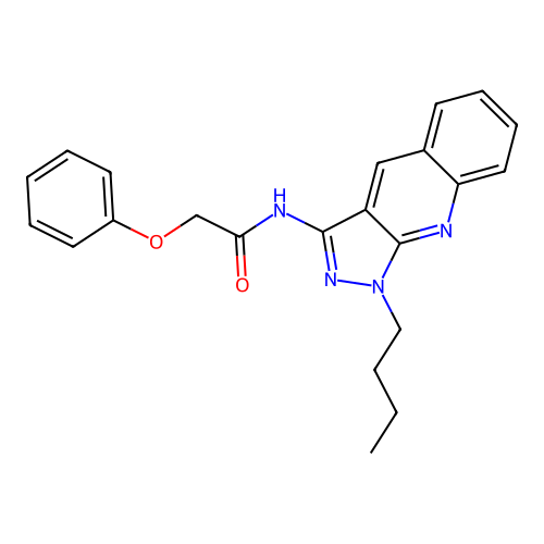N-(1-butylpyrazolo[3,4-b]quinolin-3-yl)-2-phenoxyacetamide structure