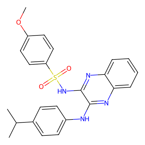 4-methoxy-N-(3-{[4-(propan-2-yl)phenyl]amino}quinoxalin-2-yl)benzenesulfonamide structure