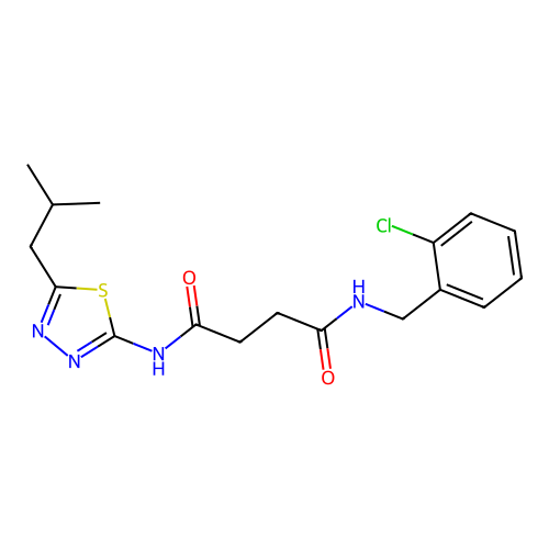 N-[(2-chlorophenyl)methyl]-N'-[5-(2-methylpropyl)-1,3,4-thiadiazol-2-yl]butanediamide structure